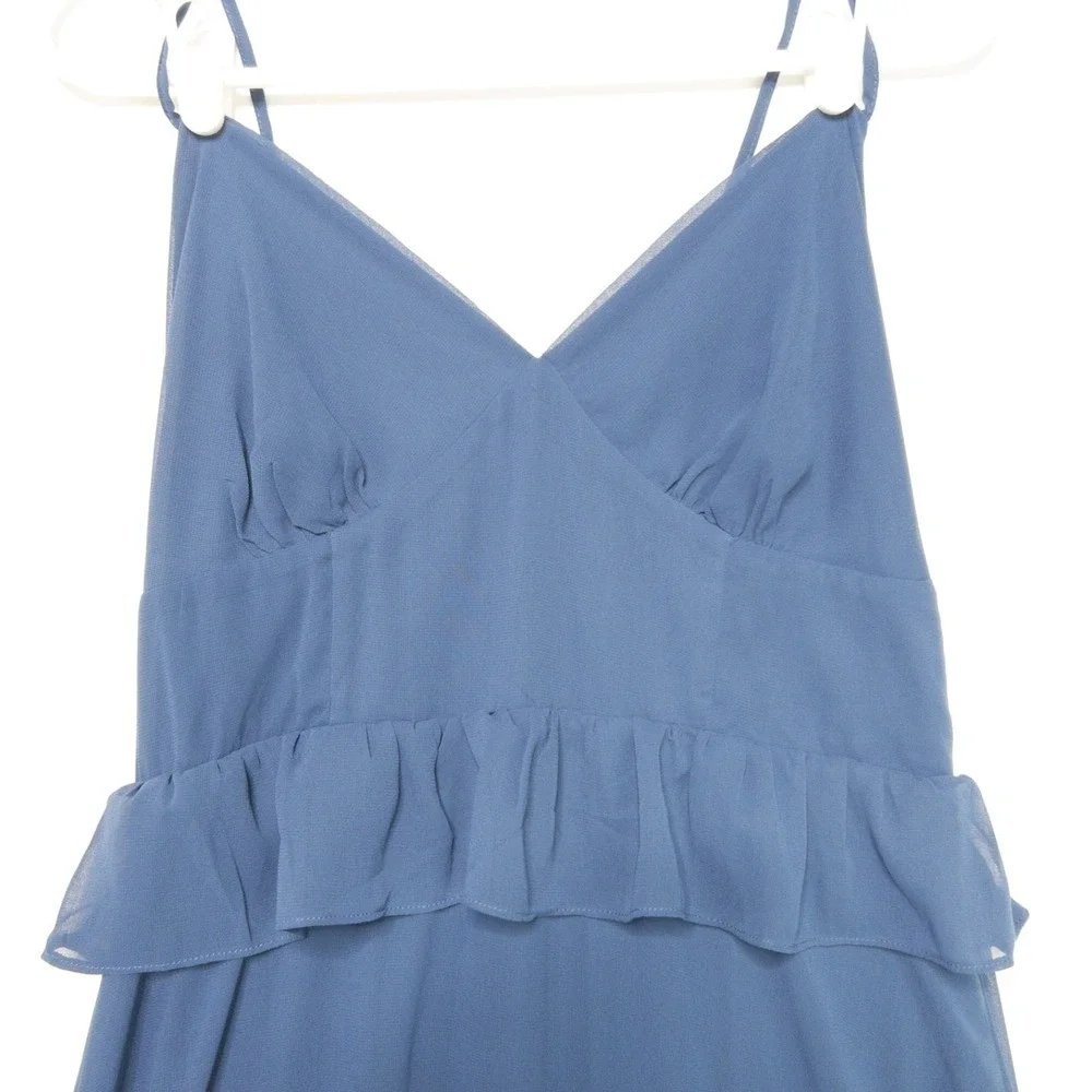 Lulus Captivating Class Lace Up Cross Back Tiered Ruffle Maxi Dress Womens XL